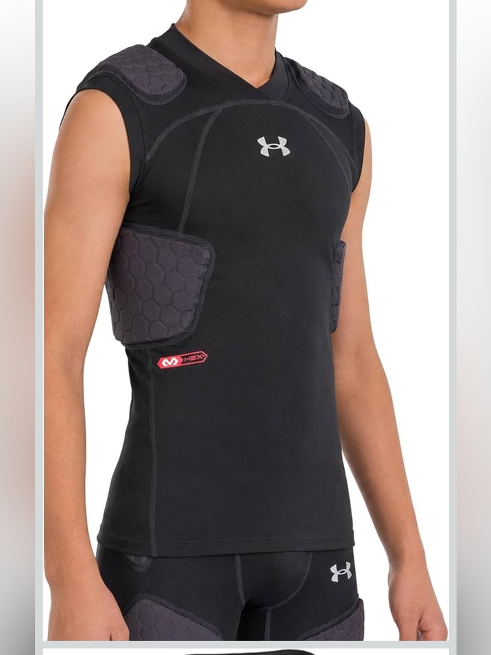 Under Armour Youth Small Padded Football Compression Shirt Black Gray